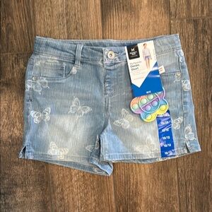 Blue Distressed Denim Shorts Casual Mid-Length